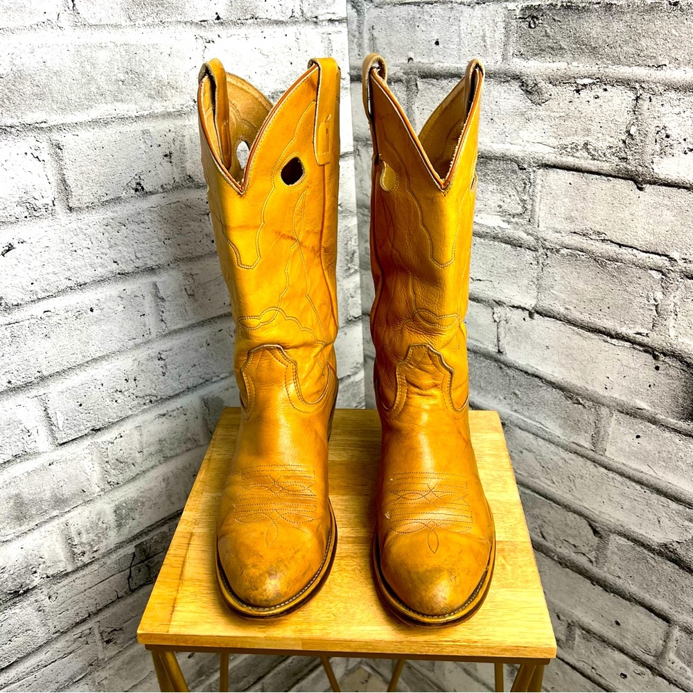 Men's Yellow Leather Western Cowboy Boots